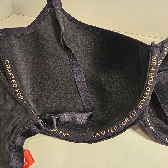 Cleo Bra plus size 38H Black Foam Cups Underwire supportive Smooth Feminine Sexy - Picture 3 of 10